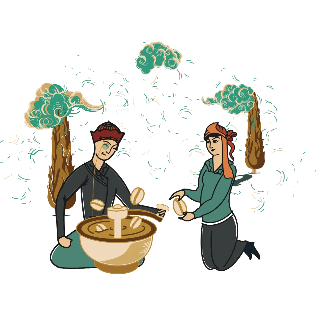 کاراکترهای برشته کاری قهوه مص